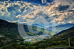 View of the town Sort in Pyrenees Spain